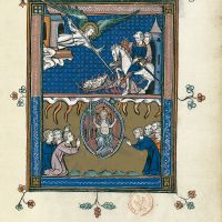f. 45r, The Judgement of the nations (Revelation 14: 17-20)