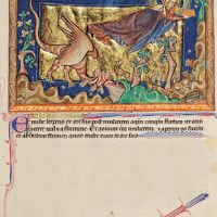 f. 32r, The dragon casts out the flood at the woman