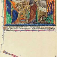 f. 16v, The angel empties the censer on the earth; the first trumpet: The rain of Fire upon the earth