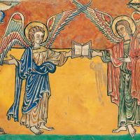 f. 9r, Angels with Matthew’s gospel