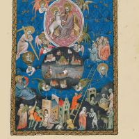 f. 8r, The four angels holding the winds, the angel with the sign of the living God and the one hundred and forty-four thousand signed