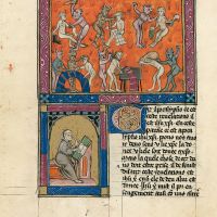 f. 87v, The Hell of trades (cont.) – Portrait of the author of the commentary or the translator