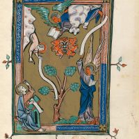 f. 29r, The angel standing upon the land and the sea (Ap. 10, 1-7)