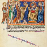 f. 15v, El sptimo sello: la entrega de las siete trompetas; el ngel incensa el altar del cielo