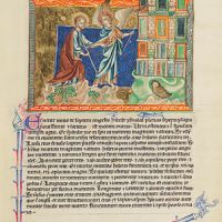 f.  74r. Langelo mostra a San Giovanni la Gerusalemme celestiale