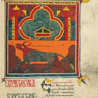 f.  146r, Il Tempio con lArca dellAlleanza e la bestia che sorge dallabisso