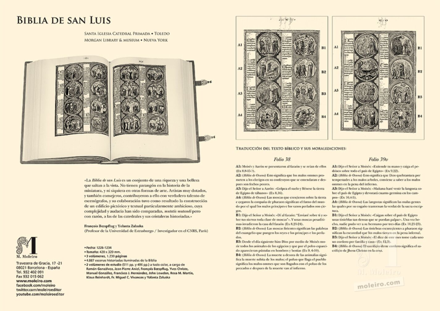 Carpeta con 2 láminas de la Biblia de San Luis: Éxodo