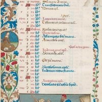 Kalender: August, Eine alte Frau in einer Schubkarre transportierender Bauer (f. 4v)