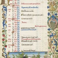 Kalender: Mai, Duell zwischen zwei Rittern/Wilden Männern (f. 3r)