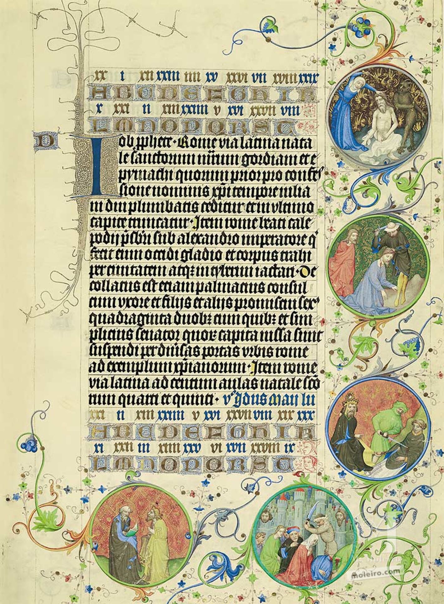 Lámina del Martirologio de Usuardo, 10 de Mayo (folio 49r)