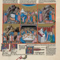 f. 135r, psalm 77  The tables set by God in the desert and the Eucharistic gathering