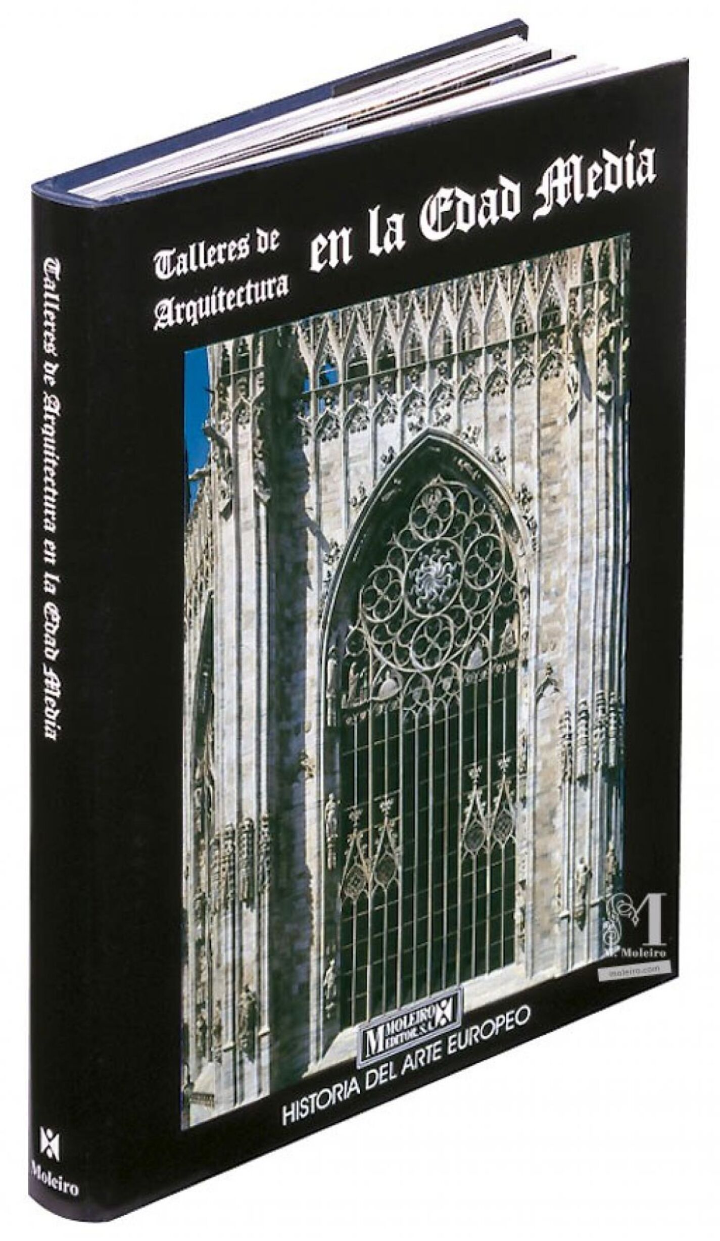 Detalle de la portada y lomo del libro de arte Talleres de Arquitectura en la Edad Media
