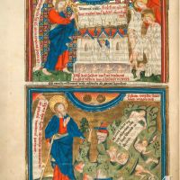 f. 9v · Das Lamm öffnet die sieben Siegel (Offb 6,9-11 und Offb 6,12-17)