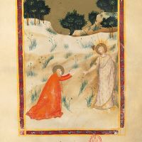 f. 186r: Noli me tangere (Juan 20, 15-17)