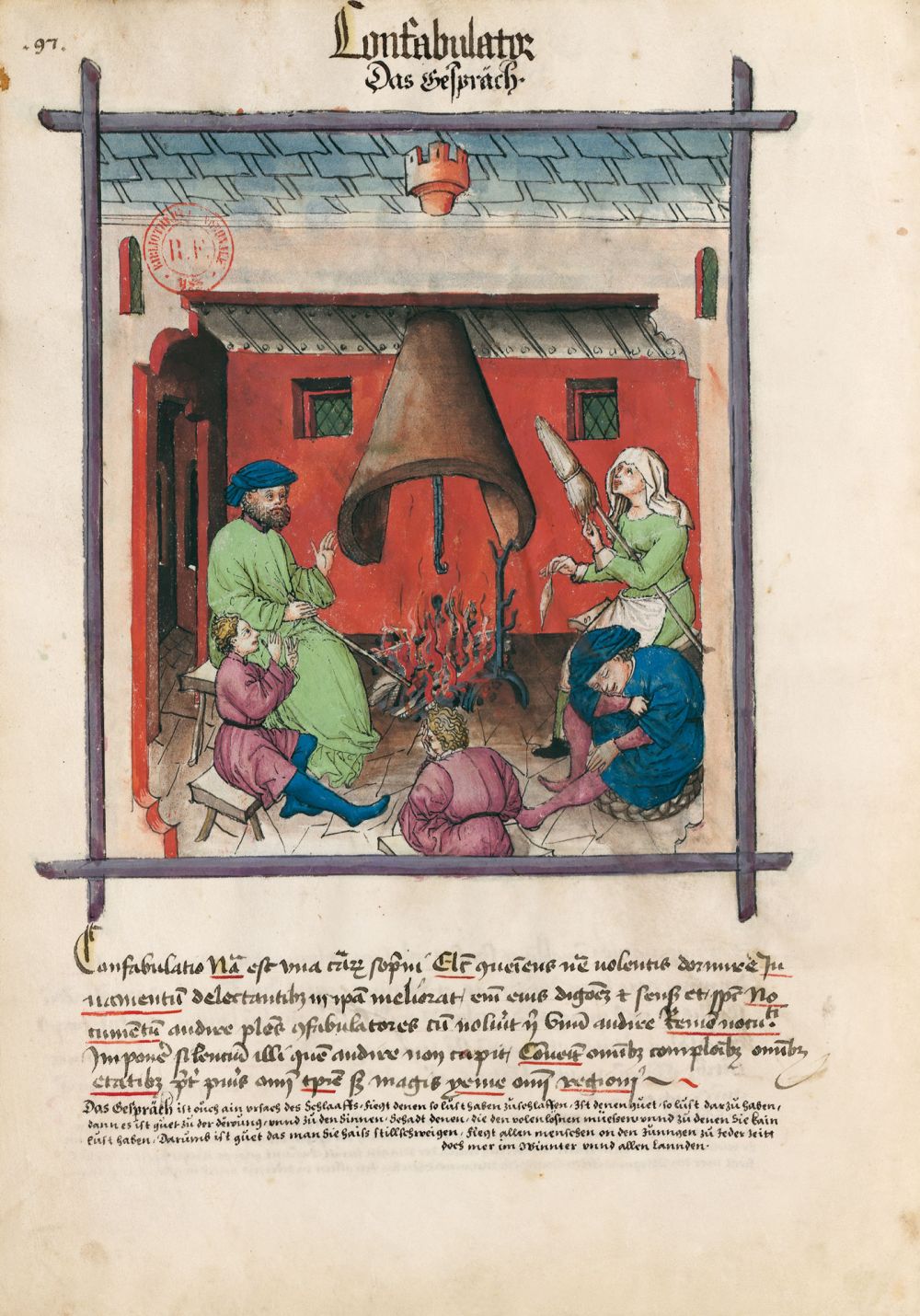 Tacuinum Sanitatis f. 97v, Das Gespräch