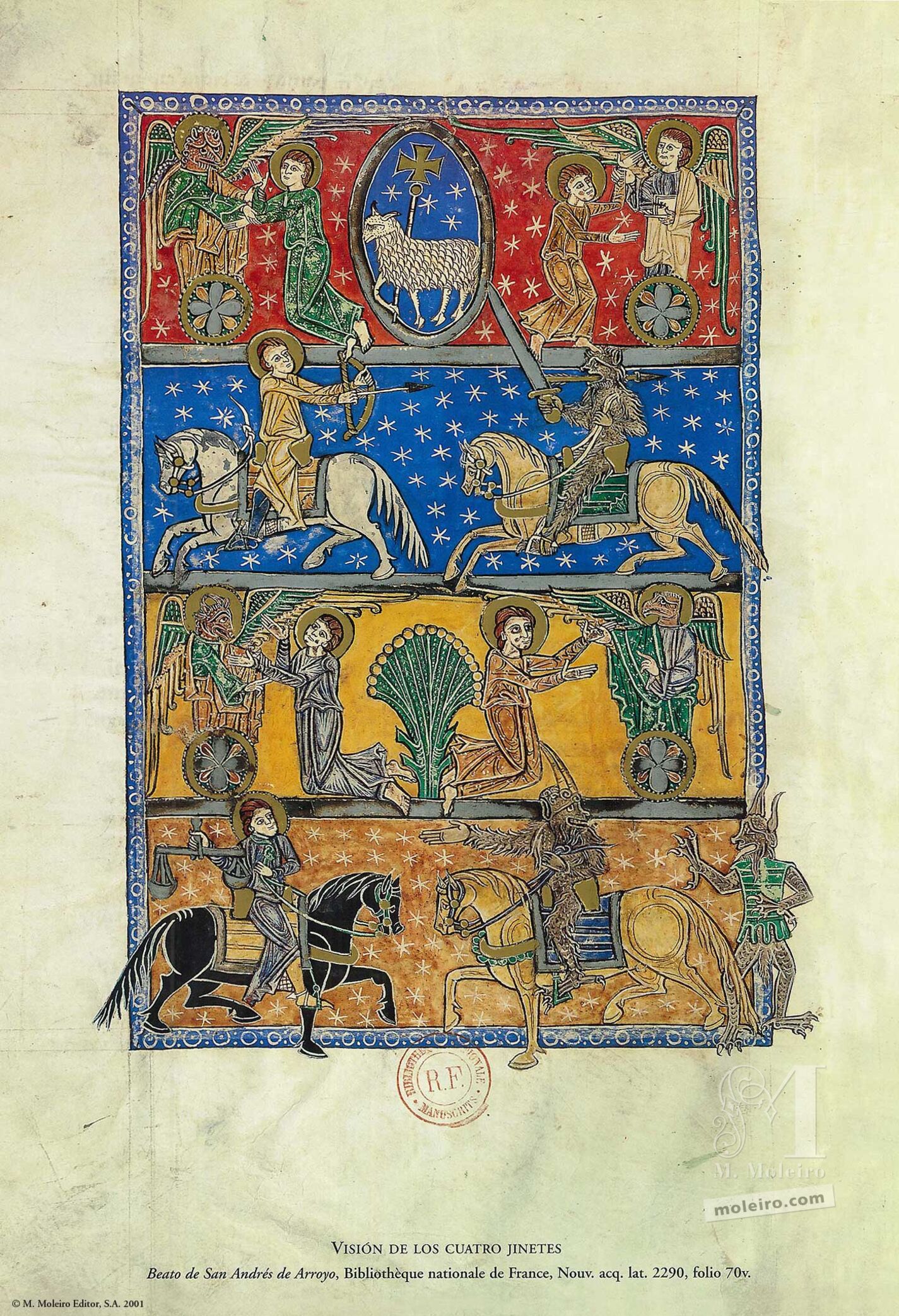 Visión de los cuatro jinetes (folio 70v), Beato de Liébana, códice de San Andrés de Arroyo