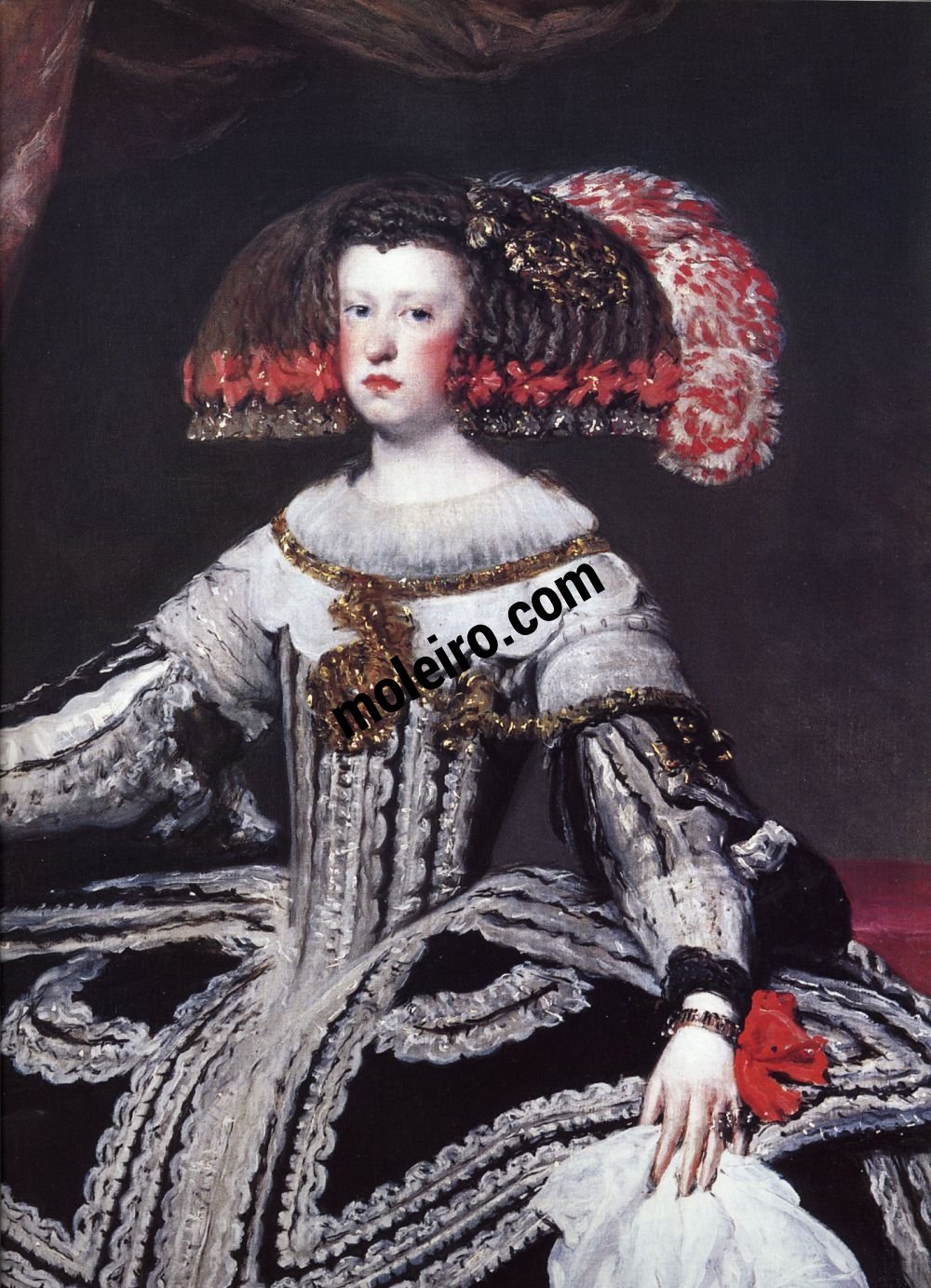 El Arte Barroco en España y Portugal Diego Velázquez, Königin Maria Anna von Österreich, detail, 1652. Prado-Museum, Madrid, Spanien.