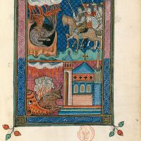 f. 74r, Le second combat eschatologique (Ap. 20, 7-10)