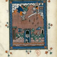 f. 52r, Der siebte Kelch (Offenbarung 16, 17-18)