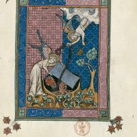 f. 72r, Le Dragon enchaîné pour mille ans (Apocalypse, 20, 1-3)