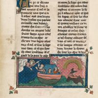 f. 11v, Die offene Tür in den Himmel (Offenbarung 4, 1-5)