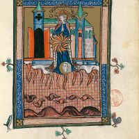 f. 34r, Le signe grandiose (Apocalypse, 11, 19 – 12, 1-2)