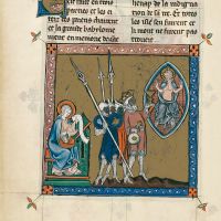 f. 52v, Das in drei Teile aufgeteilte Babylon (Offenbarung 16, 19-20)