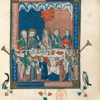 f. 67r, Die Hochzeiten des Lammes (Offb 19, 5-8)