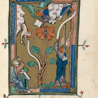 L'ange debout sur la terre et la mer, f. 29r (Ap.10, 1-7)