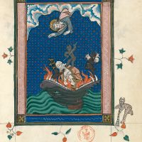 f. 65r, Babylon cast into Hell (Ap. 18, 22b-24)