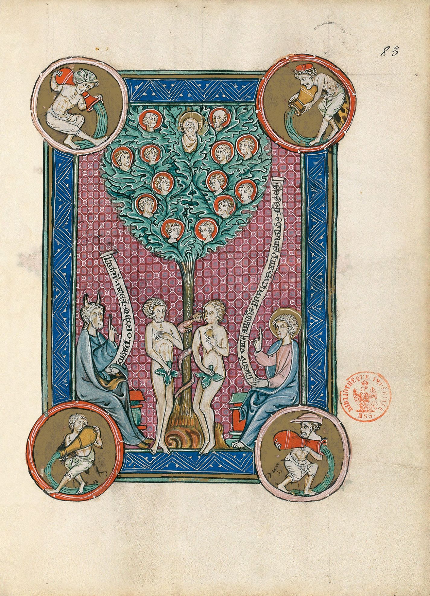 f. 83r, El árbol de la vida (Ap. 22, 1-5)