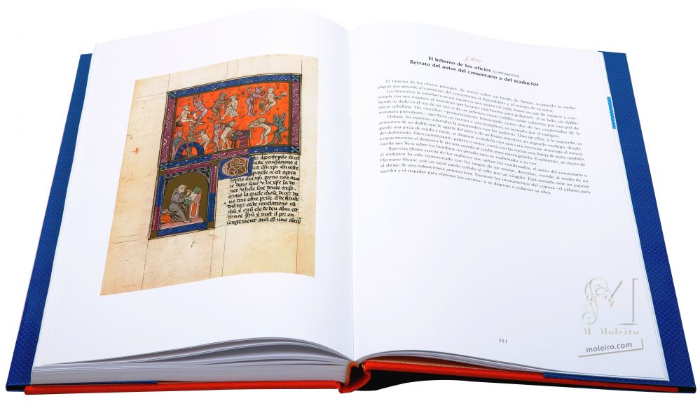 L’Apocalypse 1313 Folio 87v Les peines d'enfer (suite) Portrait de l'auteur du commentaire ou du traducteur