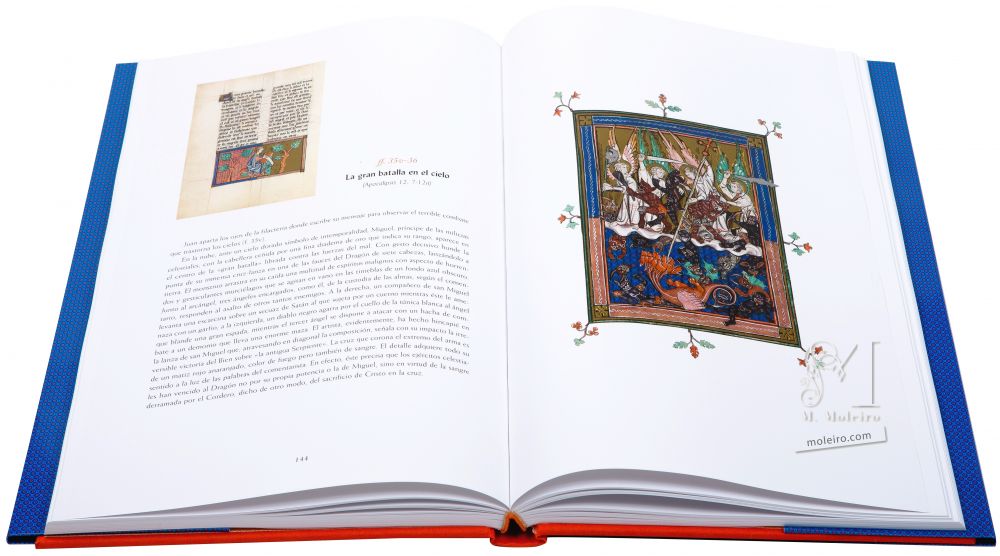 The Apocalypse of 1313 Folios 35v-36 A great battle in heaven (Rev. 12: 7-12a)