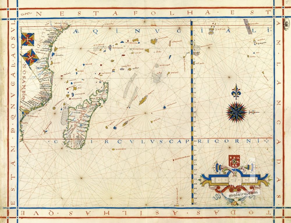 Atlas universal de Fernão Vaz Dourado Mapa 5: Costa oriental del sur de África y Madagascar