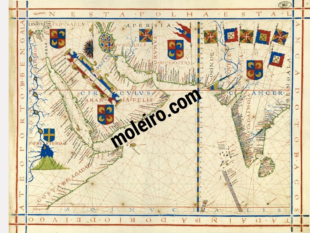 Atlas universal de Fernão Vaz Dourado FOLHA 12 - NESTA. FOLHA. ESTA. LAMCADO. TODA. A COSTA. DA IMDIA. DO RIO. DE. IVGO ATE O PORTO. DE. BEMGALA.