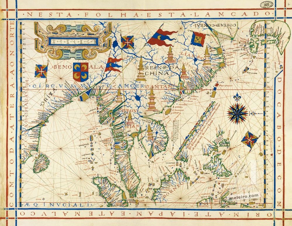 Atlas universel de Fernão Vaz Dourado Carte 7: La Chine, le Japon et une partie du Sud-Ouest asiatique
