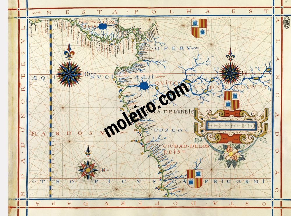 Weltatlas des Fernão Vaz Dourado Landkarte 14: Mittelamerika und Westküste Südamerikas