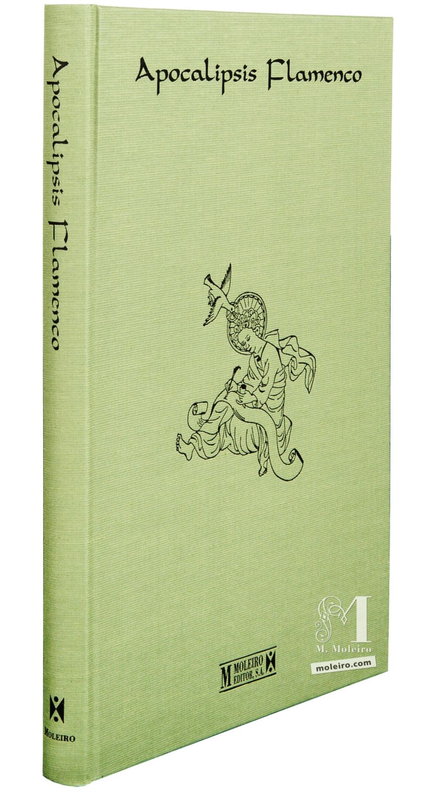 Detalle de la encuadernación en tela: portada y lomo del libro de arte del Apocalipsis Flamenco (Siglo XV)