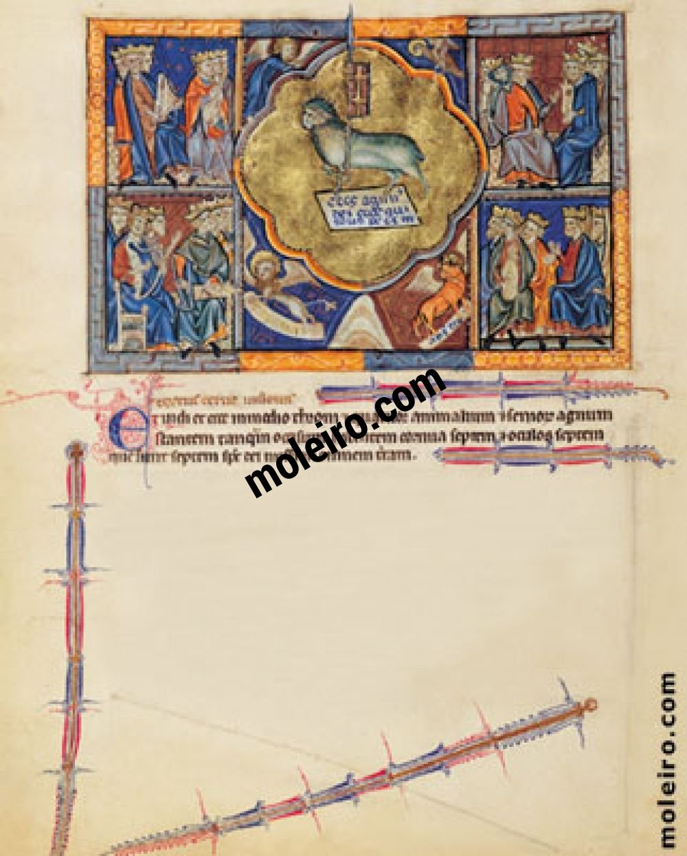 Apocalisse Gulbenkian f.  5v. La visione dellAgnello nel cielo