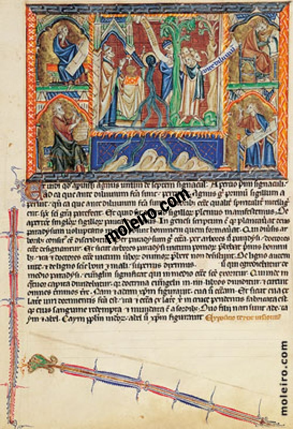 Apokalypse Gulbenkian f. 8v, Das zweite Siegel: der Reiter auf dem feuerroten Pferd