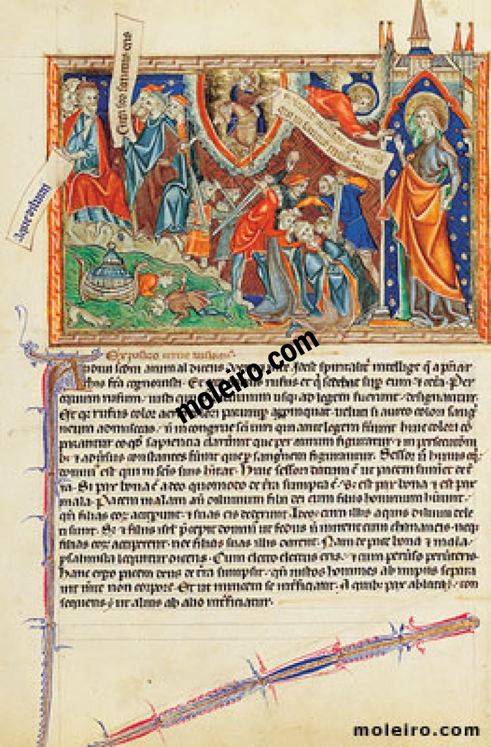 Apocalisse Gulbenkian f.  9r. I sopravvissuti al Diluvio