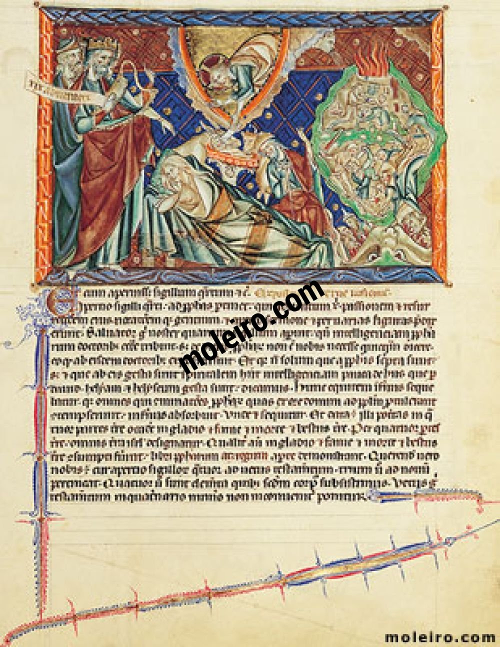 Apocalisse Gulbenkian f.  11r. I profeti annunciano la nascita di Cristo e la distruzione dIsraele
