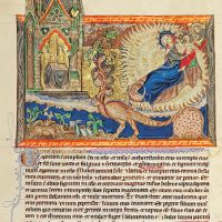 f. 29r, Le temple du ciel; la femme enveloppe du soleil, le dragon  sept ttes