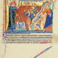 f. 55r, La cinquime coupe est verse sur le trne de la bte; la sixime coupe est verse sur lEuphrate