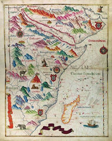 Landkarte Ostafrikas aus dem Weltatlas von Diogo Homem