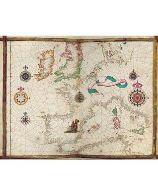 Landkarte Westeuropas aus dem Weltatlas von Diogo Homem 1 Faksimilelandkarte