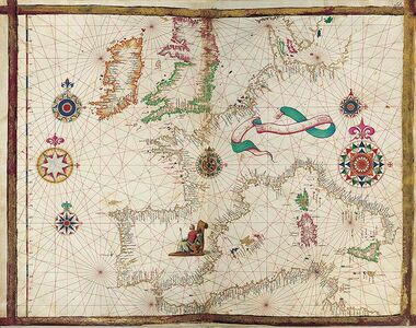 Mapa del Oeste de Europa del Atlas Universal, de Diogo Homem