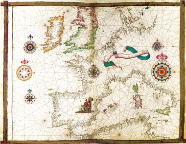 Landkarte Westeuropas aus dem Weltatlas von Diogo Homem 1 Faksimilelandkarte