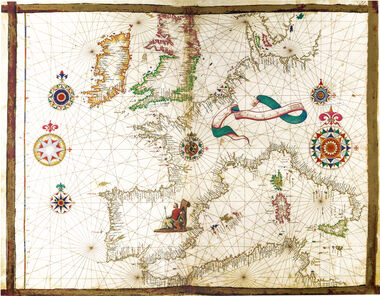 Map of Western Europe from Diogo Homem´s Universal Atlas 1 identical illumination