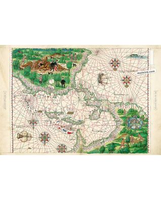 Map of Central America and the Antilles from the Vallard Atlas 1 IDENTICAL ILLUMINATION